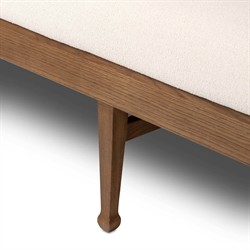 Priscilla Updated Traditional Cream Crypton Brown Oak Dining Bench - 74"|