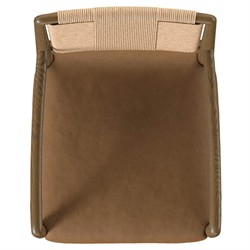 Ronan Coastal Beach Brown Leather Woven Rush Dining Arm Chair|