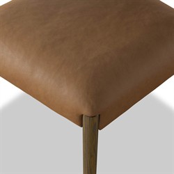 Ronan Coastal Beach Brown Leather Solid Wood Dining Chair|