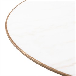 Aiden Modern Classic White Marble Brown Oak Round Dining Table - 53"|