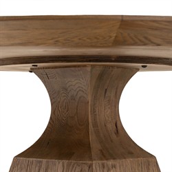 Aiden Modern Classic White Marble Brown Oak Round Dining Table - 53"|
