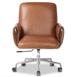 Sherman Modern Classic Brown Leather Desk Chair|