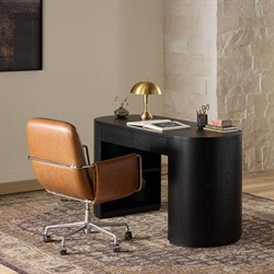 Sherman Modern Classic Brown Leather Desk Chair|