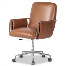 Sherman Modern Classic Brown Leather Desk Chair|