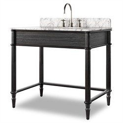 Tacorey Updated Traditional White Marble Black Oak Washstand|