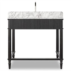Tacorey Updated Traditional White Marble Black Oak Washstand|