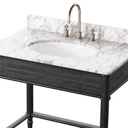 Tacorey Updated Traditional White Marble Black Oak Washstand|