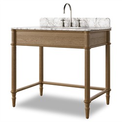 Tacorey Updated Traditional White Marble Washed Oak Washstand|