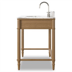 Tacorey Updated Traditional White Marble Washed Oak Washstand|