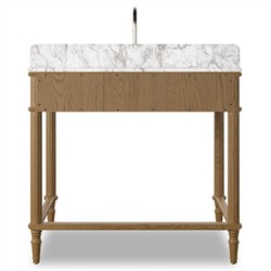 Tacorey Updated Traditional White Marble Washed Oak Washstand|