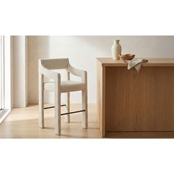 Makari Modern Classic Cream Stripe Counter Stool|
