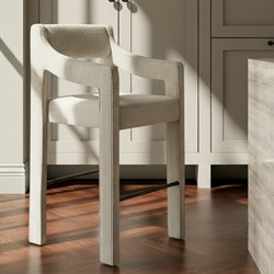 Makari Modern Classic Cream Stripe Counter Stool|