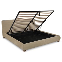 Imran Modern Classic Beige Textured Storage Bed - Queen|