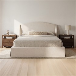 Kershaw Updated Traditional Cream Wingback Storage Bed - Queen|