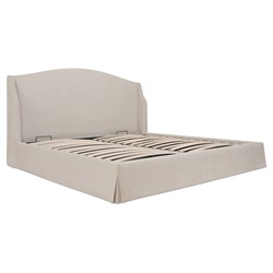 Kershaw Updated Traditional Cream Wingback Storage Bed - Queen|
