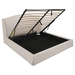Kershaw Updated Traditional Cream Wingback Storage Bed - Queen|