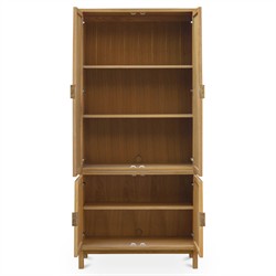 Emory Coastal Beach Natural Oak Woven Rattan Cabinet|