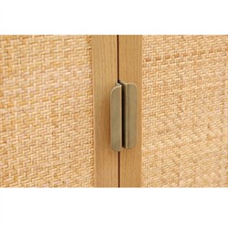 Emory Coastal Beach Natural Oak Woven Rattan Cabinet|