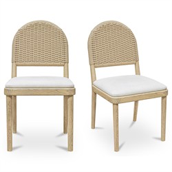 Imran Coastal Beach Natural Oak Dining Chair - Set of 2|