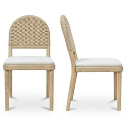 Imran Coastal Beach Natural Oak Dining Chair - Set of 2|
