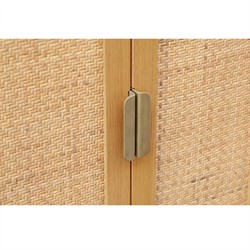 Emory Coastal Beach Natural Oak Woven Rattan Media Cabinet - 75"|