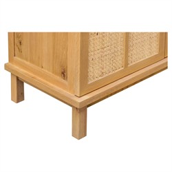 Emory Coastal Beach Natural Oak Woven Rattan Media Cabinet - 75"|