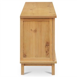 Emory Coastal Beach Natural Oak Woven Rattan Media Cabinet - 75"|