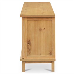 Emory Coastal Beach Natural Oak Woven Rattan Media Cabinet - 75"|