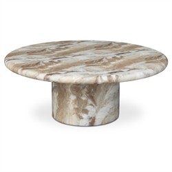 Zavier Modern Classic Brown Concrete Round Outdoor Coffee Table|