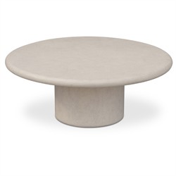 Zavier Modern Classic Cream Concrete Round Outdoor Coffee Table|