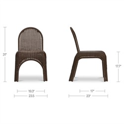 Makari Coastal Beach Brown Rattan Outdoor Dining Chair - Set of 2|