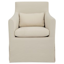 Elaine Modern Classic Cream Slipcovered Outdoor Dining Arm Chair|