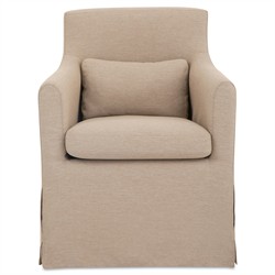 Elaine Modern Classic Light Brown Slipcovered Outdoor Dining Arm Chair|