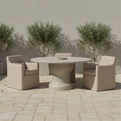 Elaine Modern Classic Light Brown Slipcovered Outdoor Dining Arm Chair|