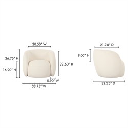 Raye Modern Classic Cream Curved Outdoor Lounge Chair|