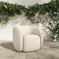 Raye Modern Classic Cream Curved Outdoor Lounge Chair|