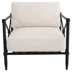 Yarrow Updated Traditional Cream Performance Black Aluminum Outdoor Arm Chair|