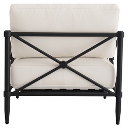 Yarrow Updated Traditional Cream Performance Black Aluminum Outdoor Arm Chair|