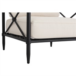 Yarrow Updated Traditional Cream Performance Black Aluminum Outdoor Arm Chair|