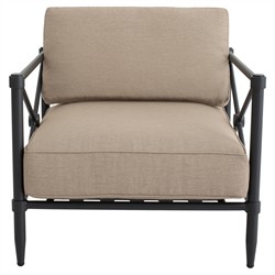 Yarrow Updated Traditional Light Brown Performance Black Aluminum Outdoor Arm Chair|