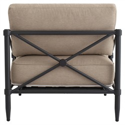 Yarrow Updated Traditional Light Brown Performance Black Aluminum Outdoor Arm Chair|