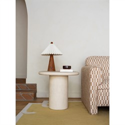 Zavier Modern Classic Cream Concrete Round Outdoor Side Table|