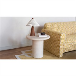 Zavier Modern Classic Cream Concrete Round Outdoor Side Table|