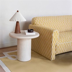 Zavier Modern Classic Cream Concrete Round Outdoor Side Table|