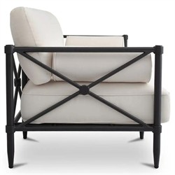 Yarrow Updated Traditional Cream Performance Black Aluminum Outdoor Sofa - 80"|