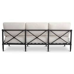 Yarrow Updated Traditional Cream Performance Black Aluminum Outdoor Sofa - 80"|