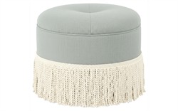 Anslie Spring Blue Textured Weave Ottoman|