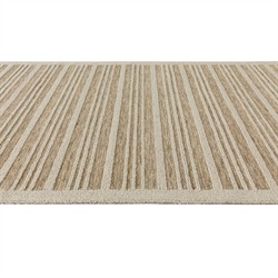 Scottie Coastal Beach Beige Wool Striped Patterned Rug - 5'x8'|