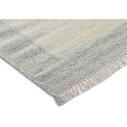 Lemuel Coastal Beach  Light Blue Wool Bordered Patterned Rug - 5'x8'|