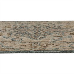 Krishna Updated Traditional Blue Wool Medallion Patterned Rug - 7'9"x9'9"|